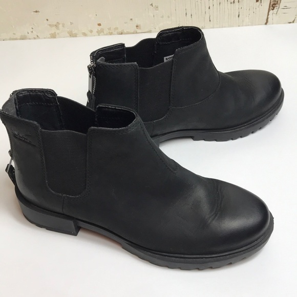 💙 Sorel Black Leather Ankle Boot - Picture 3 of 13